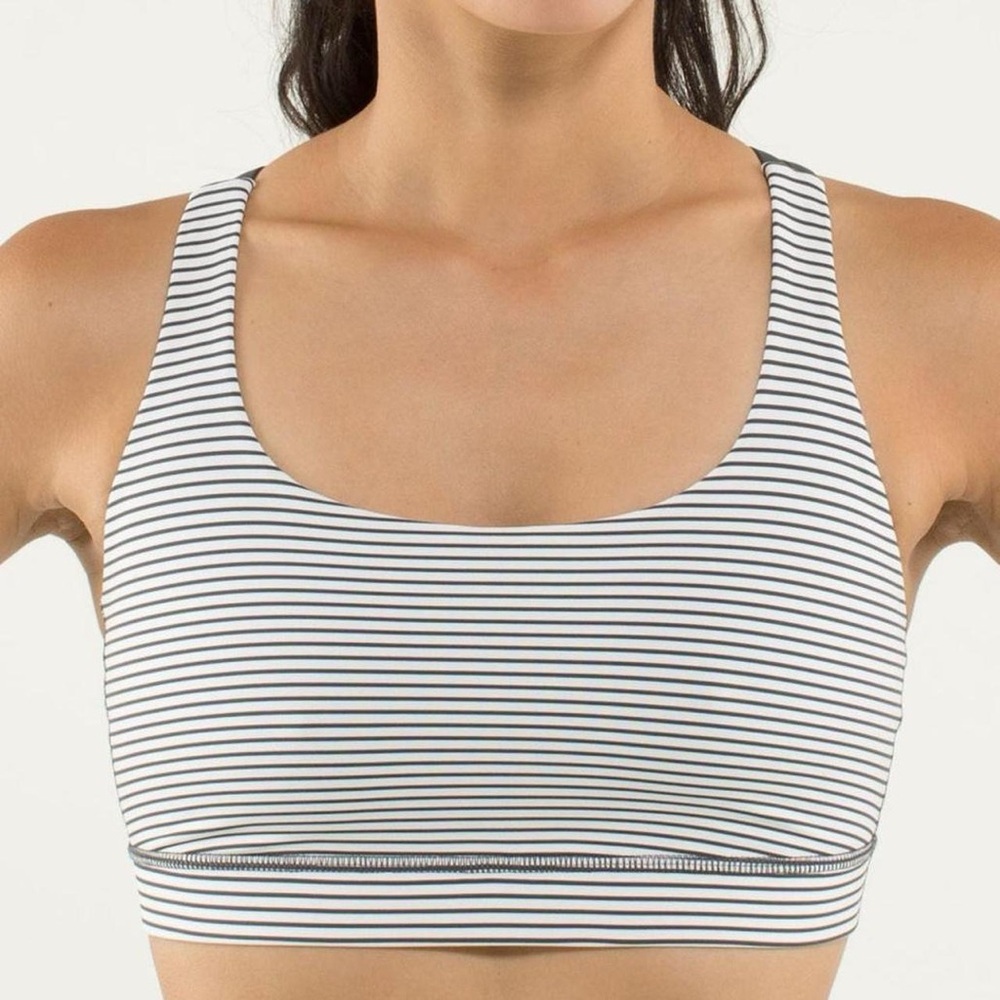 Lululemon Energy Bra Long Line Hyper Stripe Angel Wing/Soot XXS